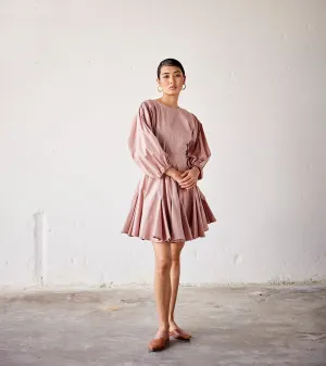 Summer Dress Poplin Flares-Primrose Pink-Fashion Edit Indian Summer-KW832-Khara Kapas