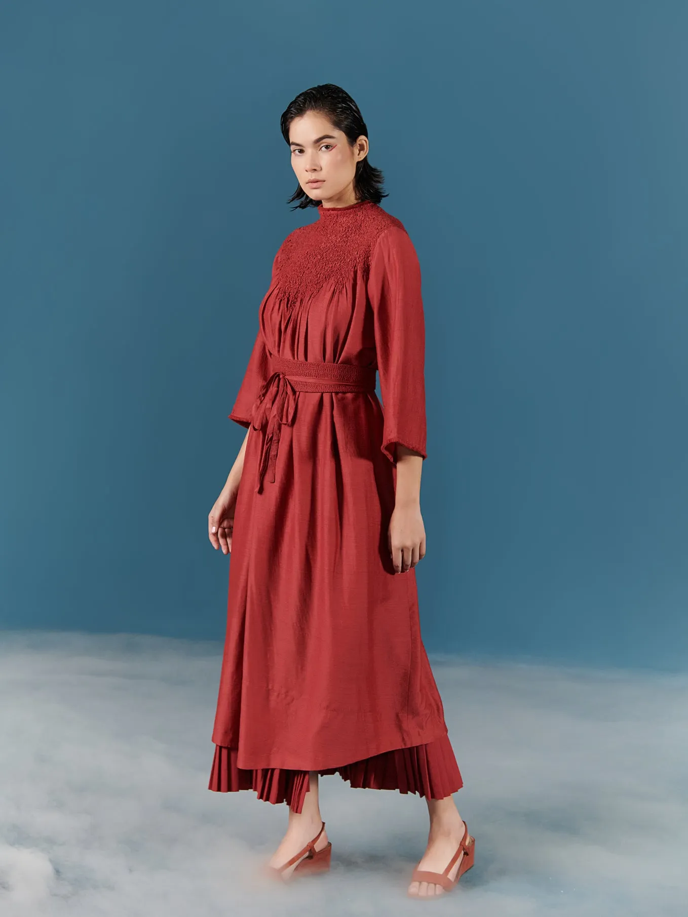 summer dress silk smocked with obi belt-fashion edit-after dark-90-ilk