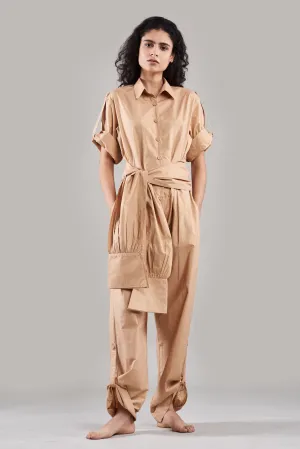 Summer Jumpsuit Belted Cotton Poplin Black/White/Plum/Nude/Clay-Fashion Edit Sahaja Vana-Ituvana-04