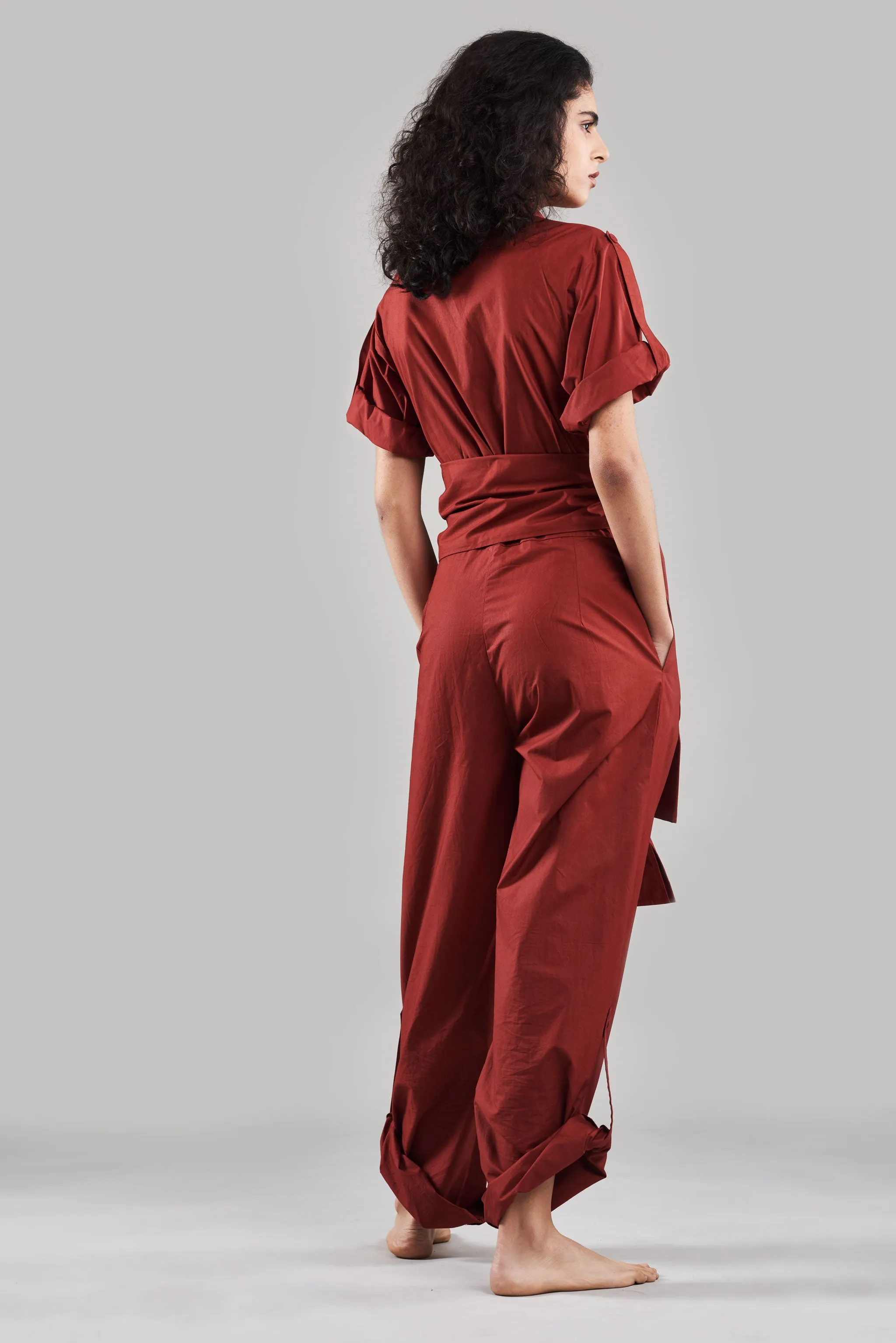 Summer Jumpsuit Belted Cotton Poplin Black/White/Plum/Nude/Clay-Fashion Edit Sahaja Vana-Ituvana-04
