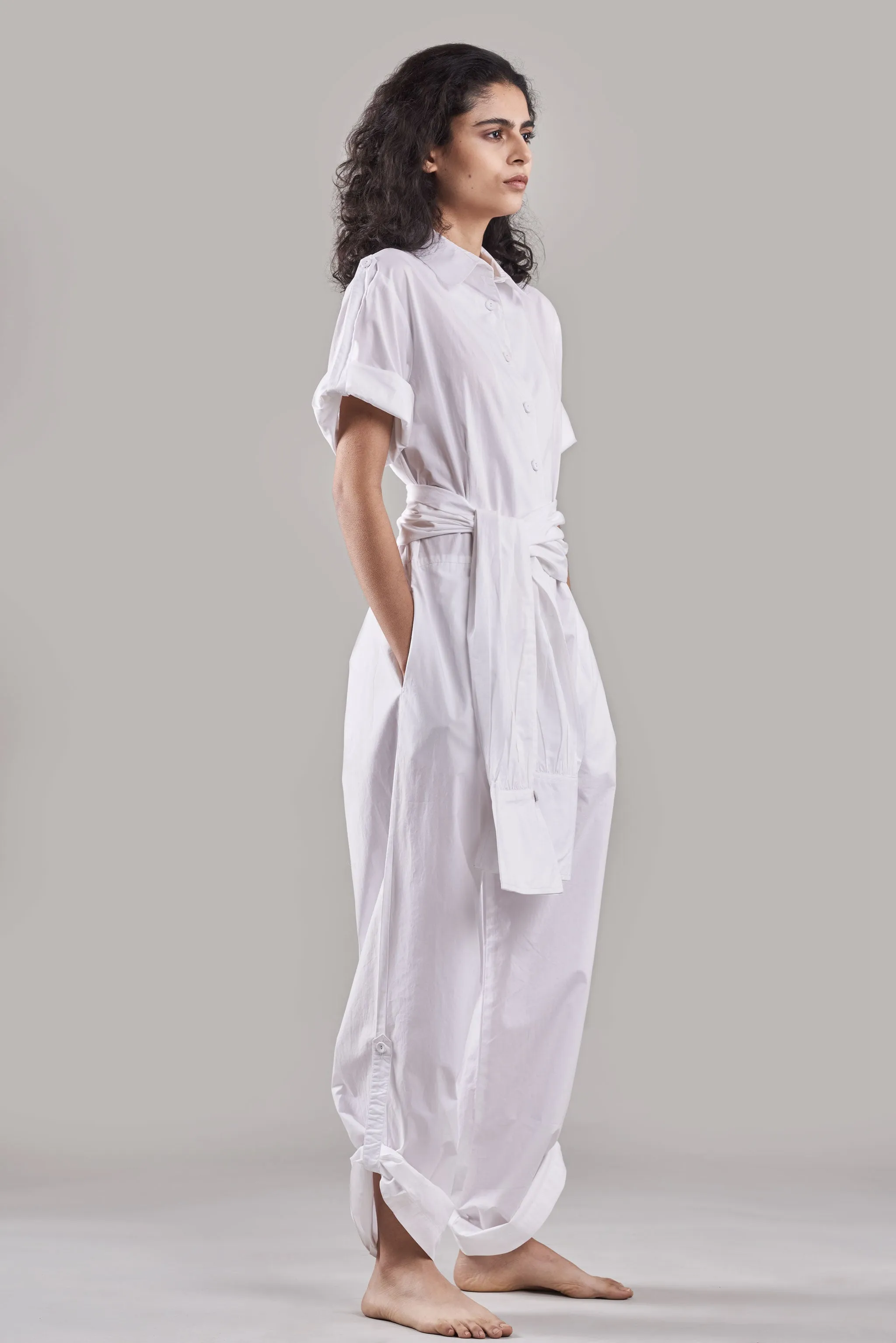 Summer Jumpsuit Belted Cotton Poplin Black/White/Plum/Nude/Clay-Fashion Edit Sahaja Vana-Ituvana-04