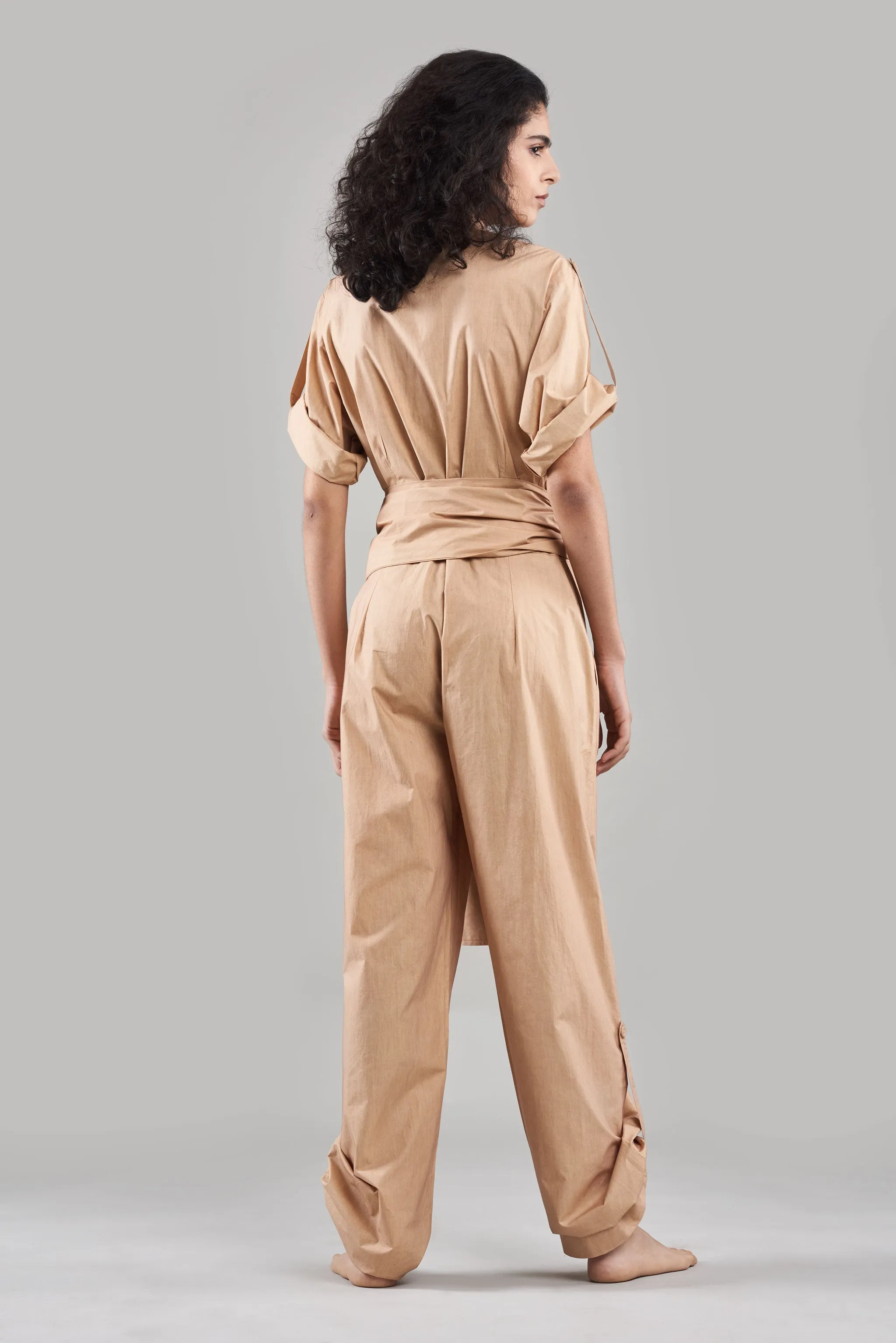 Summer Jumpsuit Belted Cotton Poplin Black/White/Plum/Nude/Clay-Fashion Edit Sahaja Vana-Ituvana-04