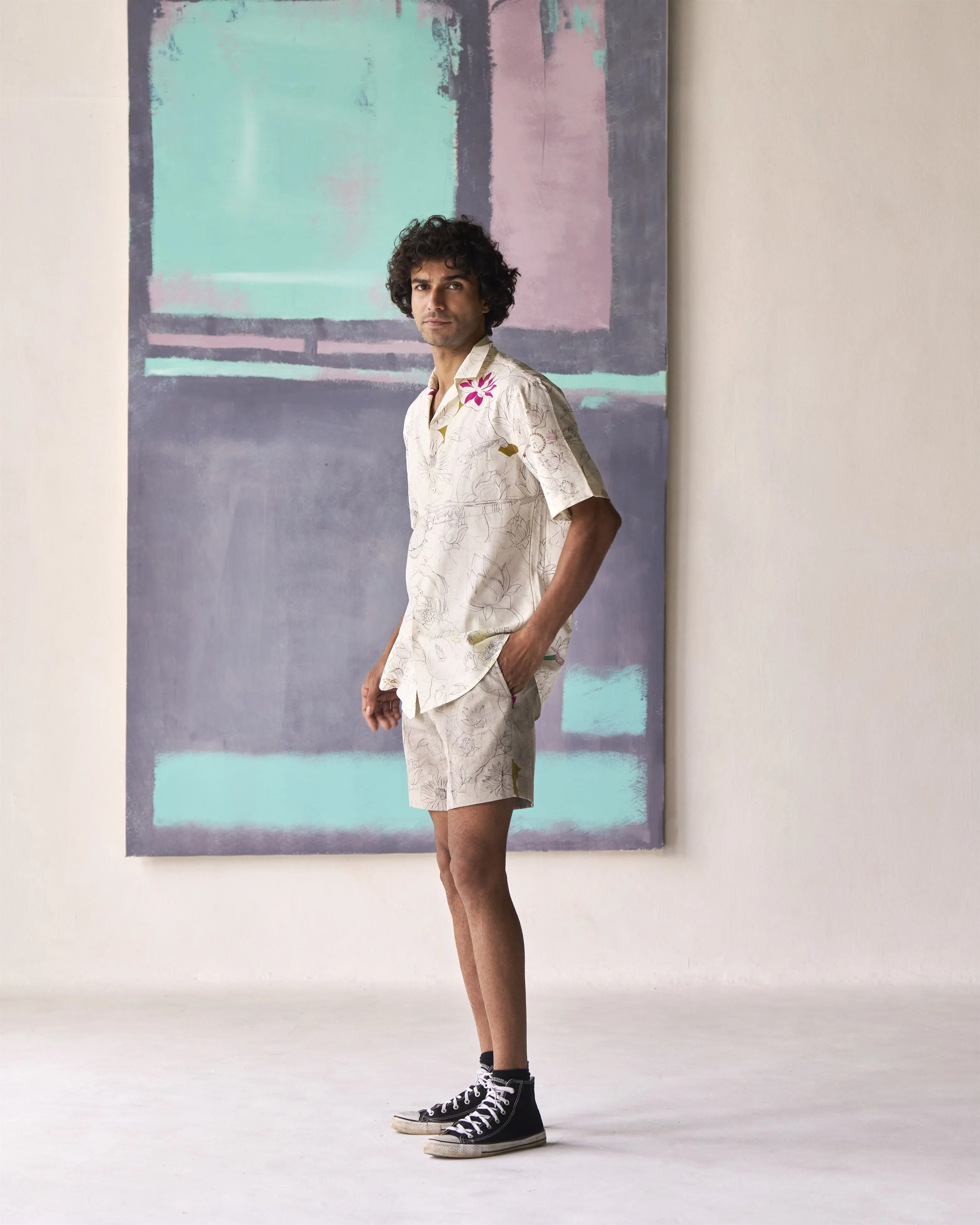 Summer Shorts Short Fresco Linen White P114LI534 SuketDhir