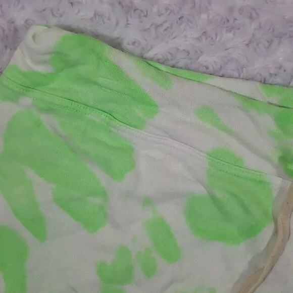 Sundry Drawstring Green Paint Blot Stretch Shortie Stretchable Waistband XL Size