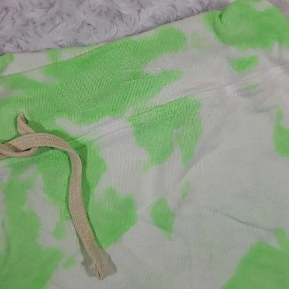 Sundry Drawstring Green Paint Blot Stretch Shortie Stretchable Waistband XL Size