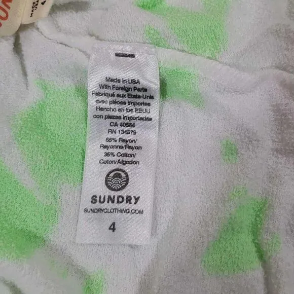 Sundry Drawstring Green Paint Blot Stretch Shortie Stretchable Waistband XL Size