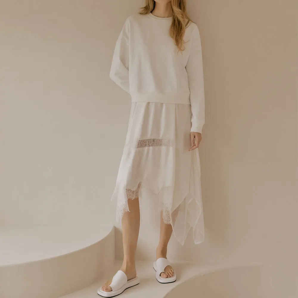 Sweatshirt And Charmeuse Skirt Layering Dress