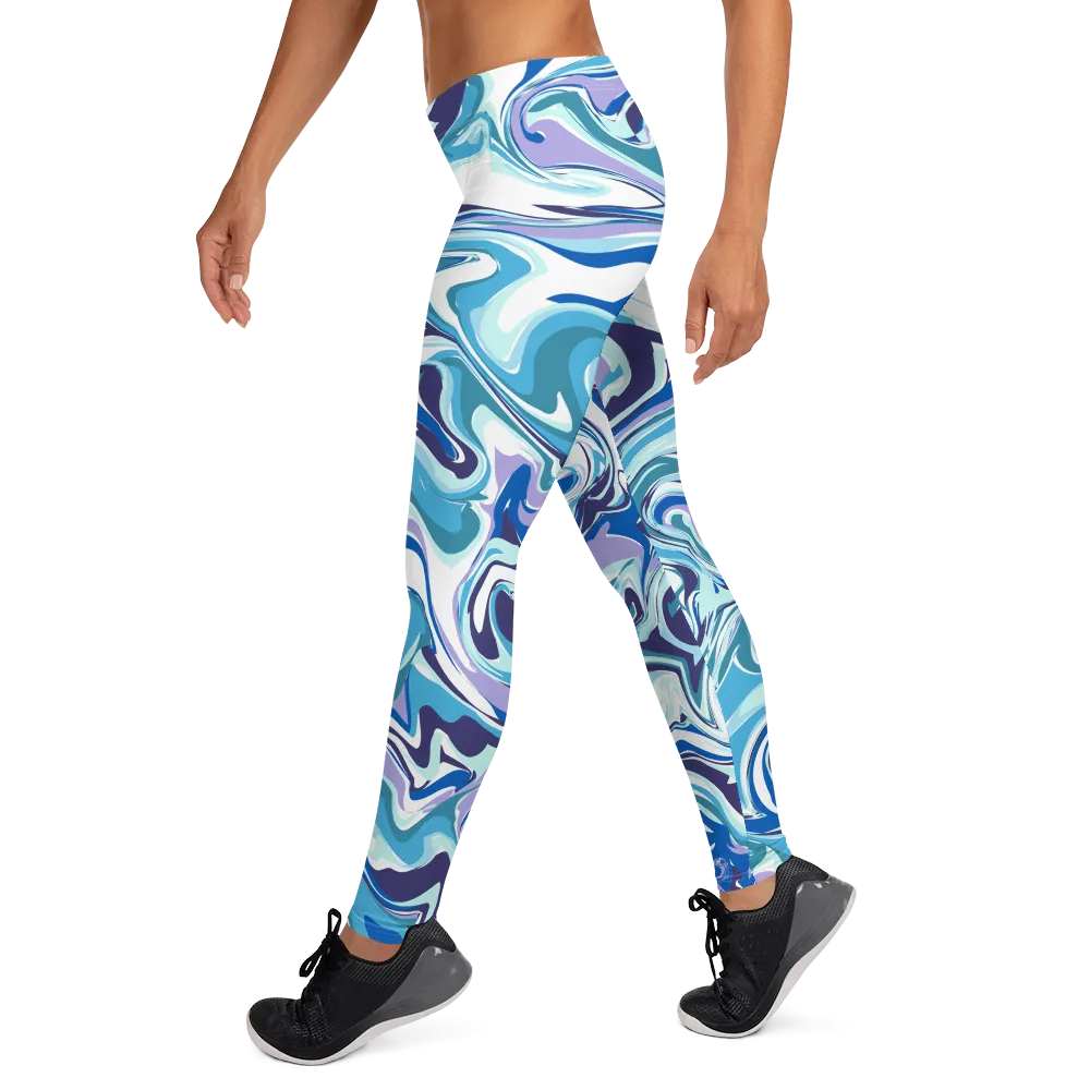 Swirl Blue Designer Leggings
