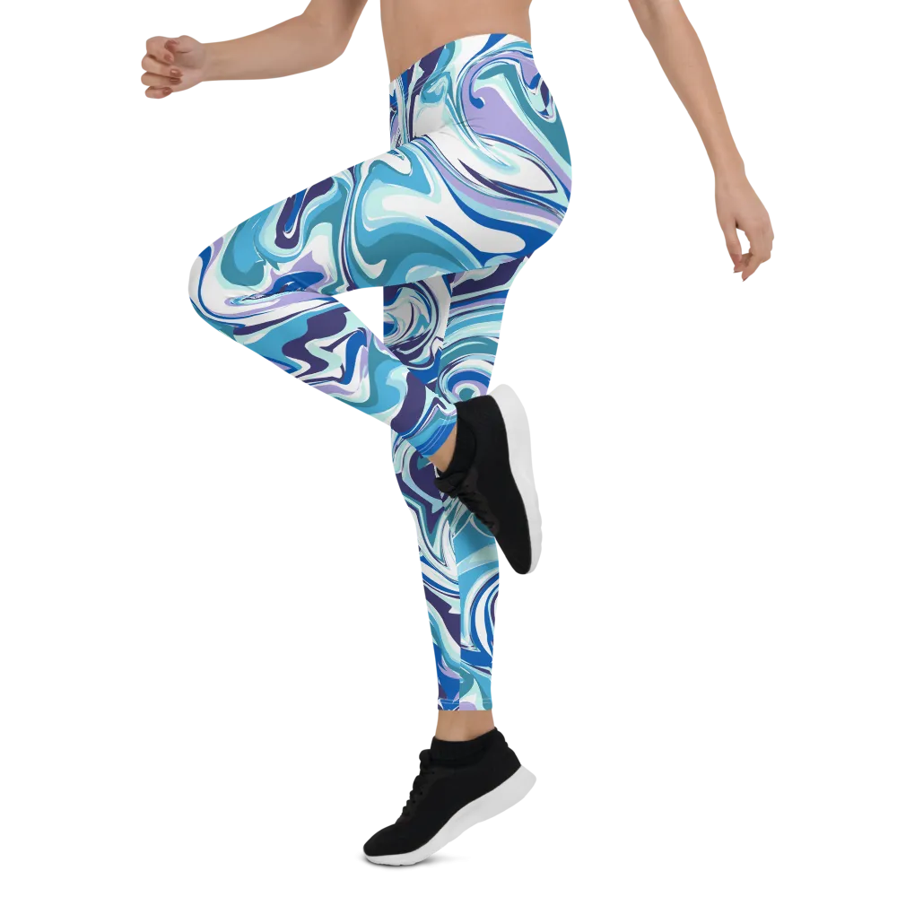 Swirl Blue Designer Leggings