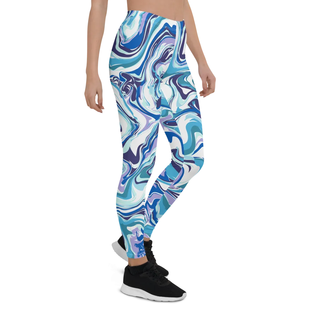 Swirl Blue Designer Leggings