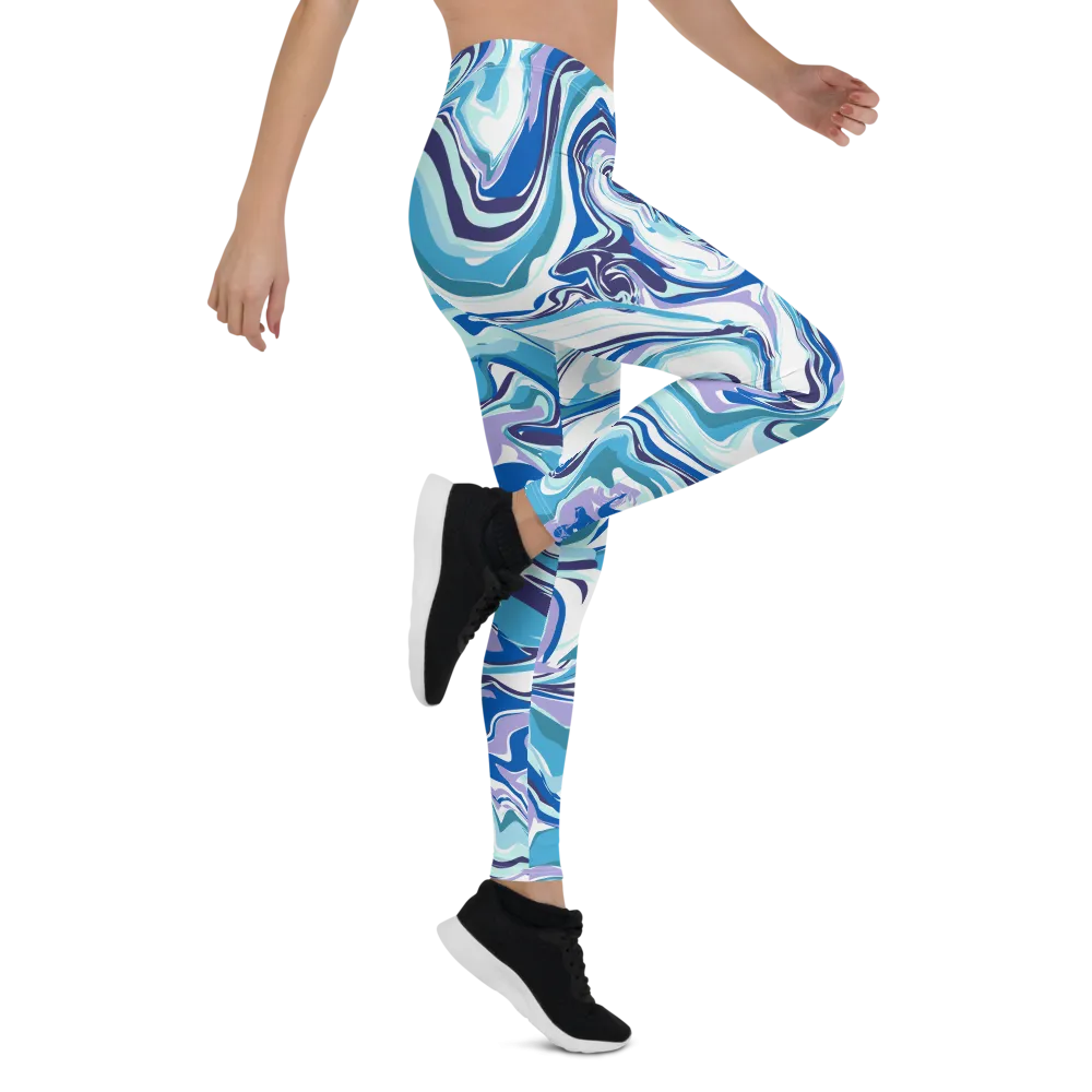 Swirl Blue Designer Leggings