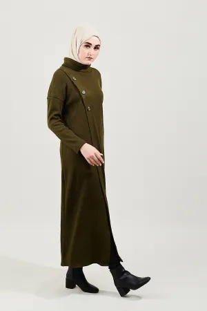 Tabia Modest Ribbed Cardigan | Emerald