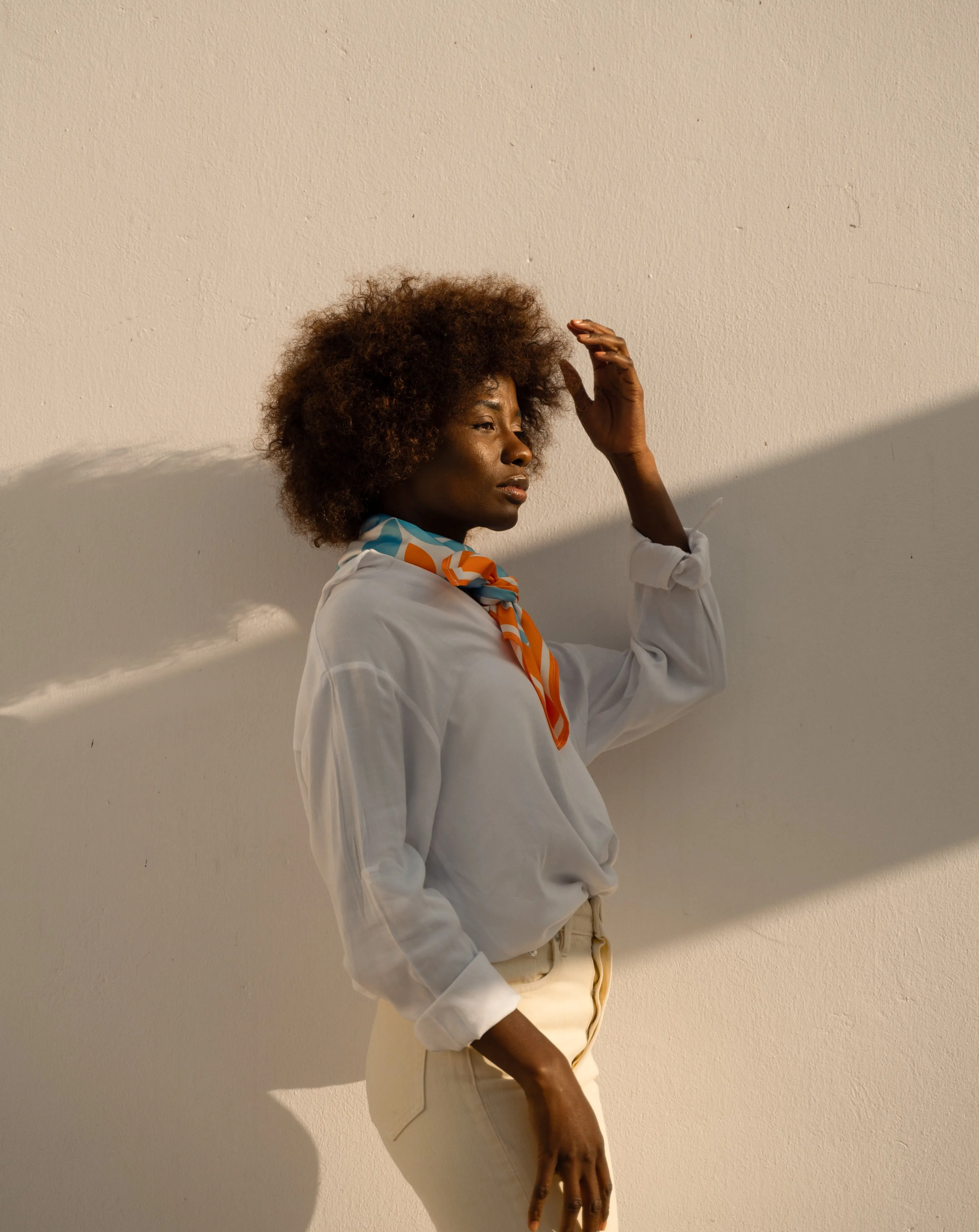 Tangerine Blue Satin Scarf