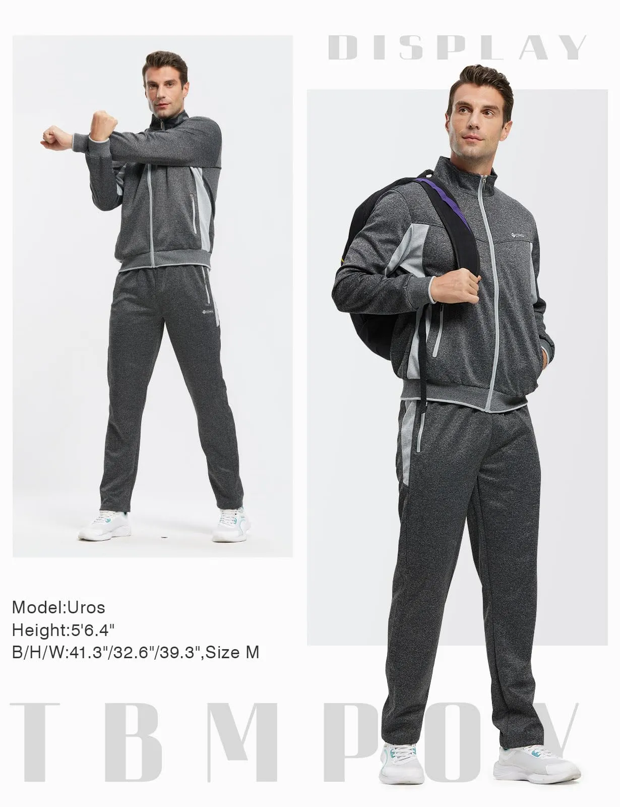 TBMPOY Men's Tracksuits Sweatsuits for Men Sweat Track Suits 2 Piece Casual Athletic Jogging Warm Up Full Zip Sets