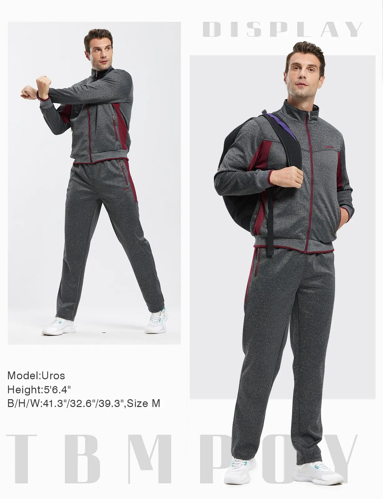 TBMPOY Men's Tracksuits Sweatsuits for Men Sweat Track Suits 2 Piece Casual Athletic Jogging Warm Up Full Zip Sets
