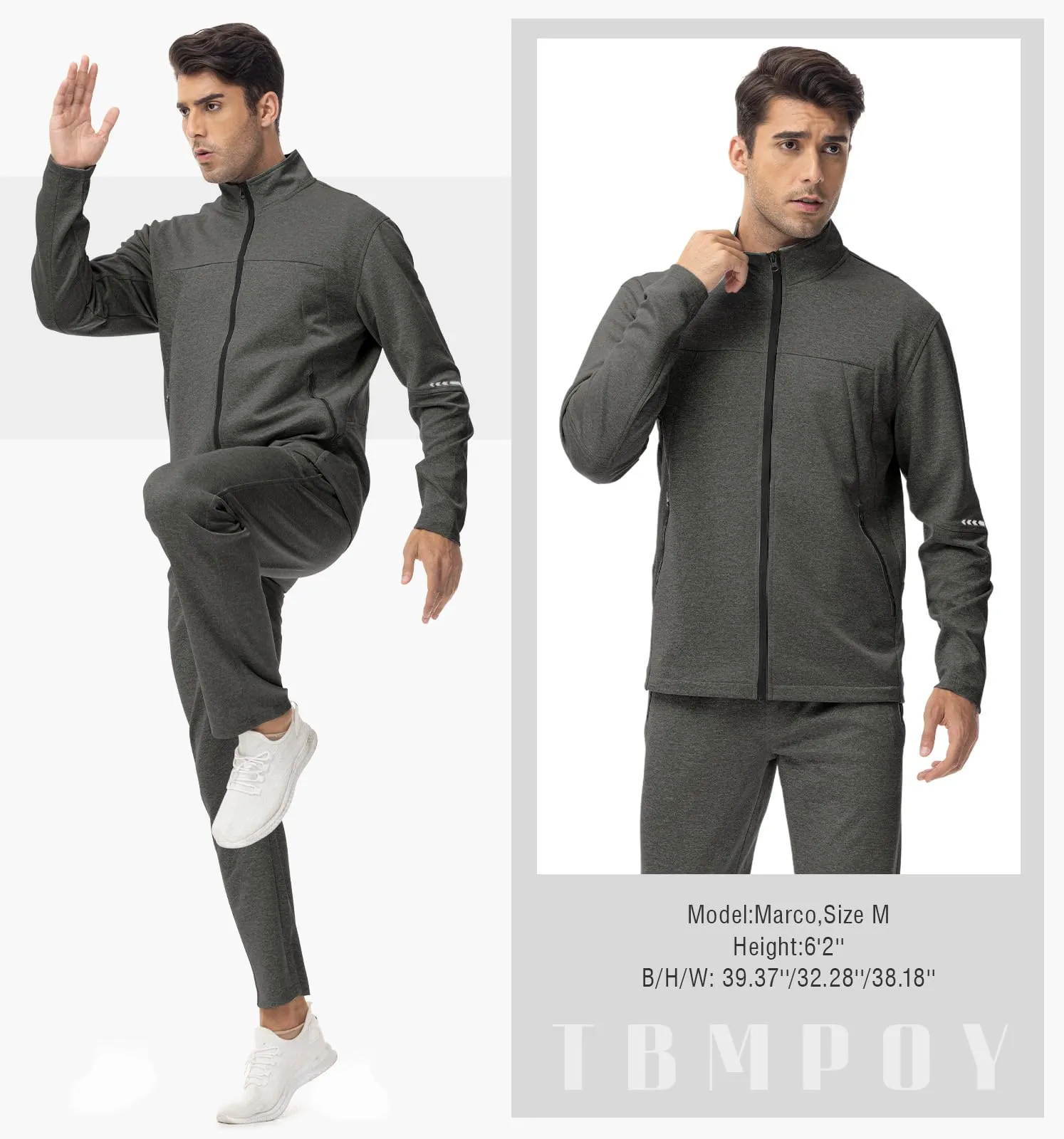 TBMPOY Men's Tracksuits Sweatsuits for Men Sweat Track Suits 2 Piece Casual Athletic Jogging Warm Up Full Zip Sets