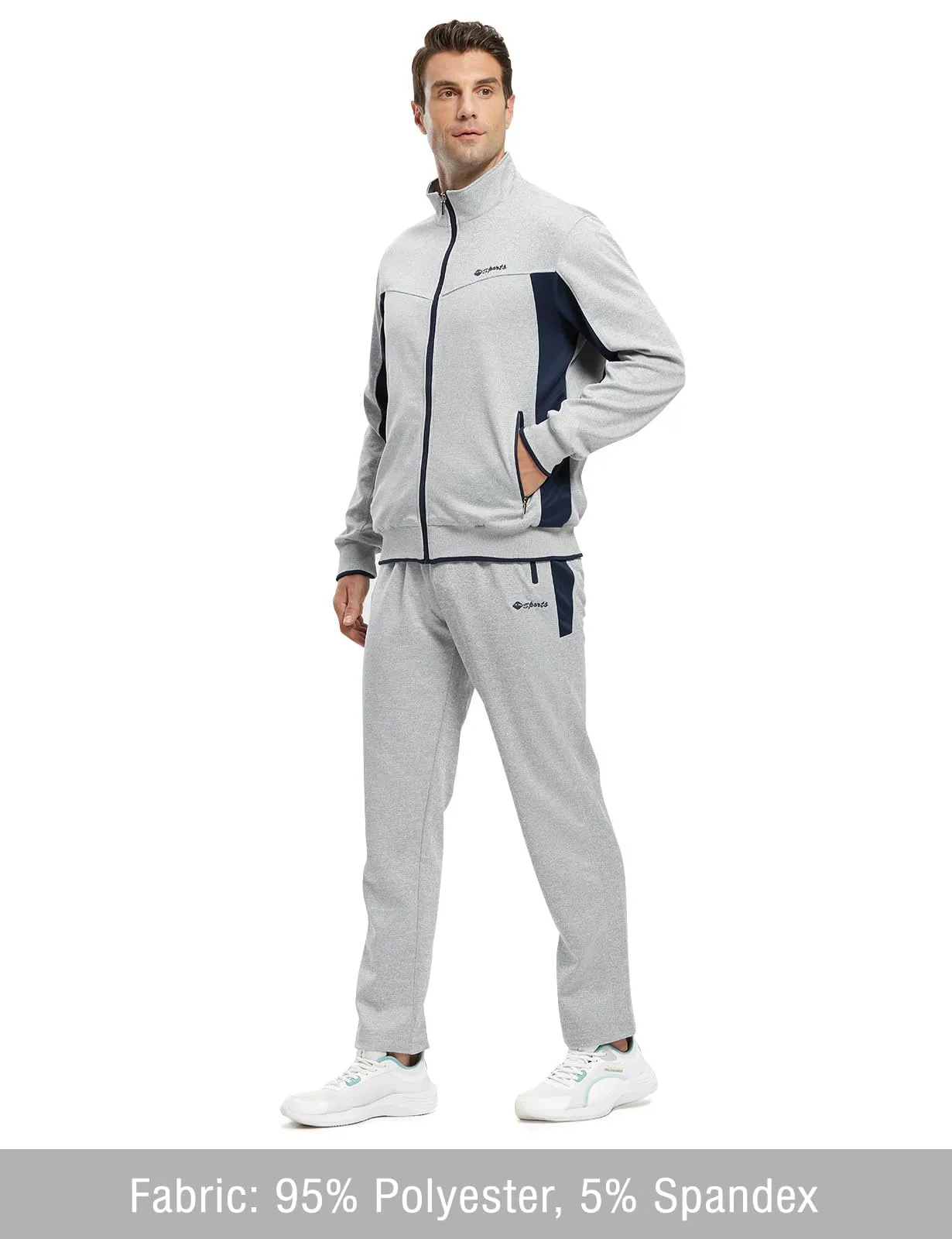 TBMPOY Men's Tracksuits Sweatsuits for Men Sweat Track Suits 2 Piece Casual Athletic Jogging Warm Up Full Zip Sets