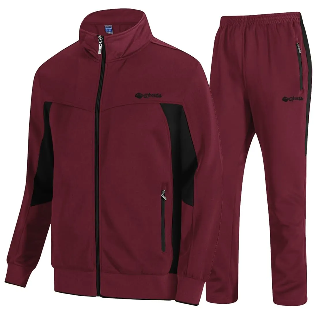 TBMPOY Men's Tracksuits Sweatsuits for Men Sweat Track Suits 2 Piece Casual Athletic Jogging Warm Up Full Zip Sets