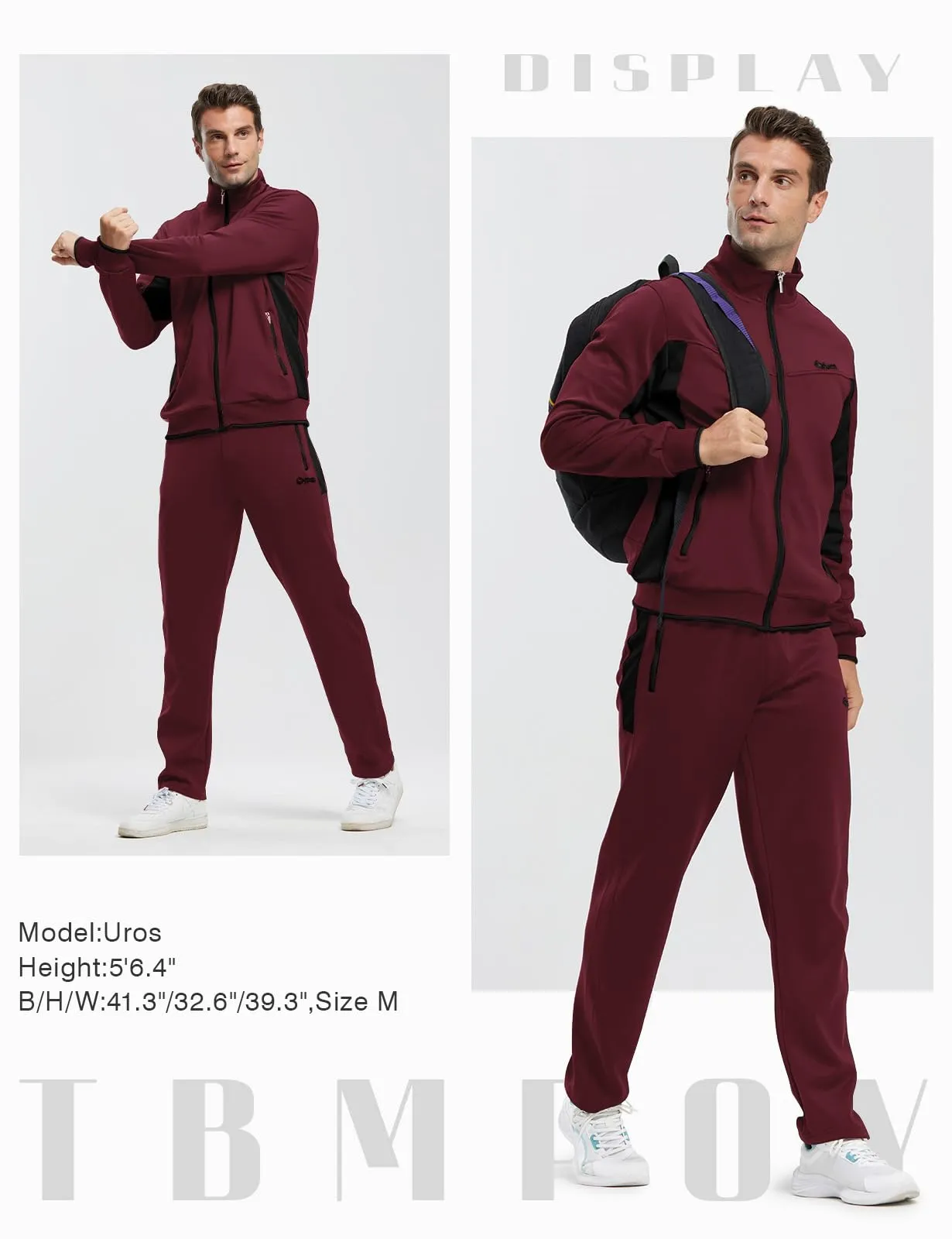 TBMPOY Men's Tracksuits Sweatsuits for Men Sweat Track Suits 2 Piece Casual Athletic Jogging Warm Up Full Zip Sets