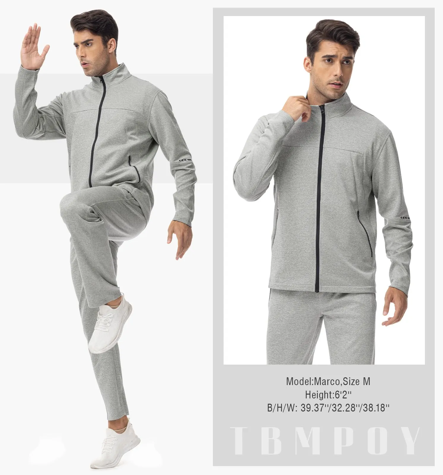 TBMPOY Men's Tracksuits Sweatsuits for Men Sweat Track Suits 2 Piece Casual Athletic Jogging Warm Up Full Zip Sets