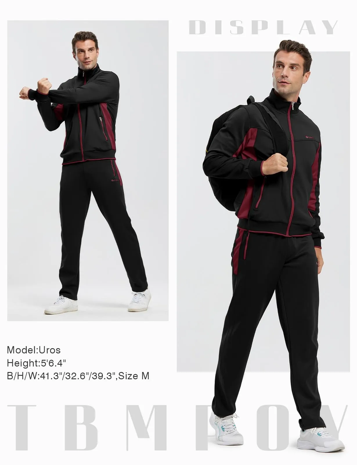 TBMPOY Men's Tracksuits Sweatsuits for Men Sweat Track Suits 2 Piece Casual Athletic Jogging Warm Up Full Zip Sets