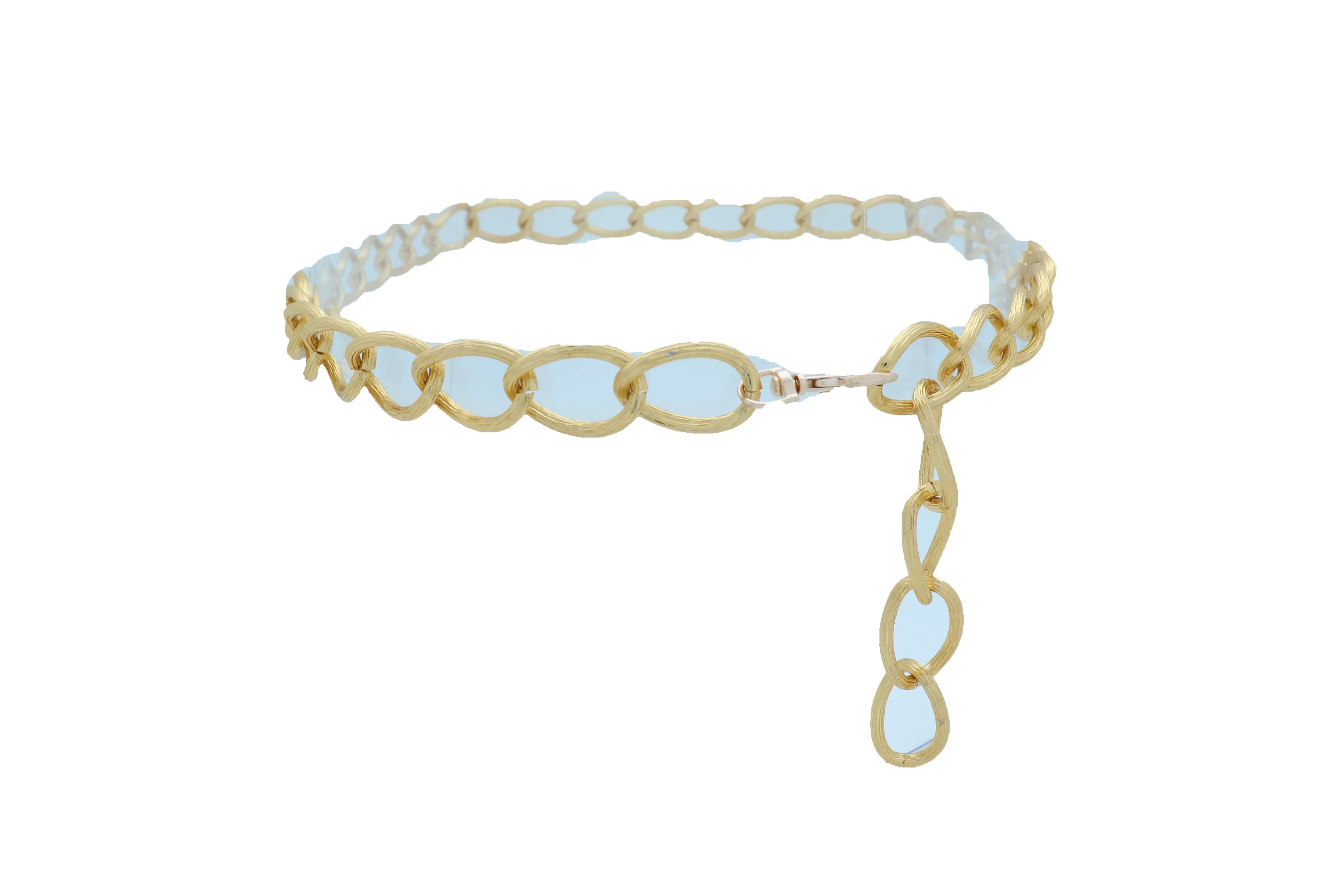 Textured Gold Colored Metal Chain Link Belt