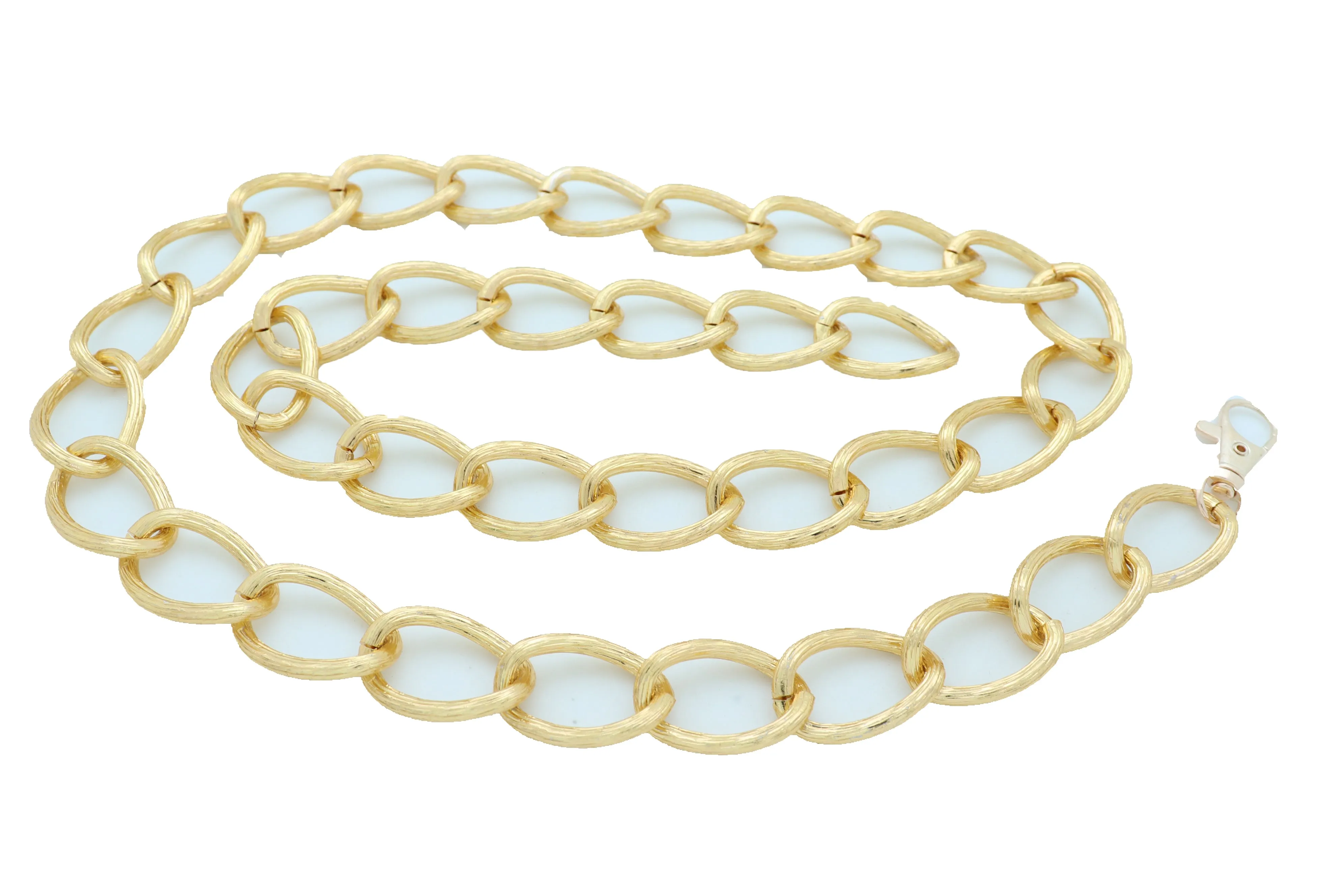 Textured Gold Colored Metal Chain Link Belt
