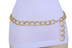 Textured Gold Colored Metal Chain Link Belt