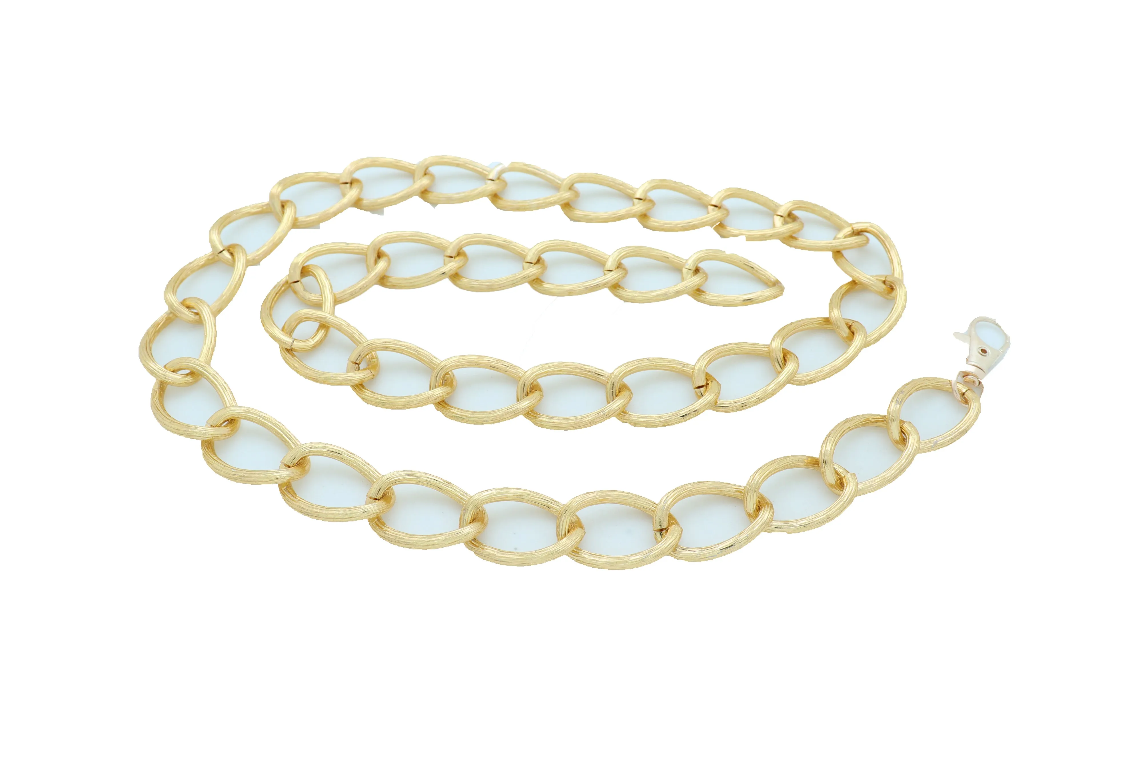 Textured Gold Colored Metal Chain Link Belt