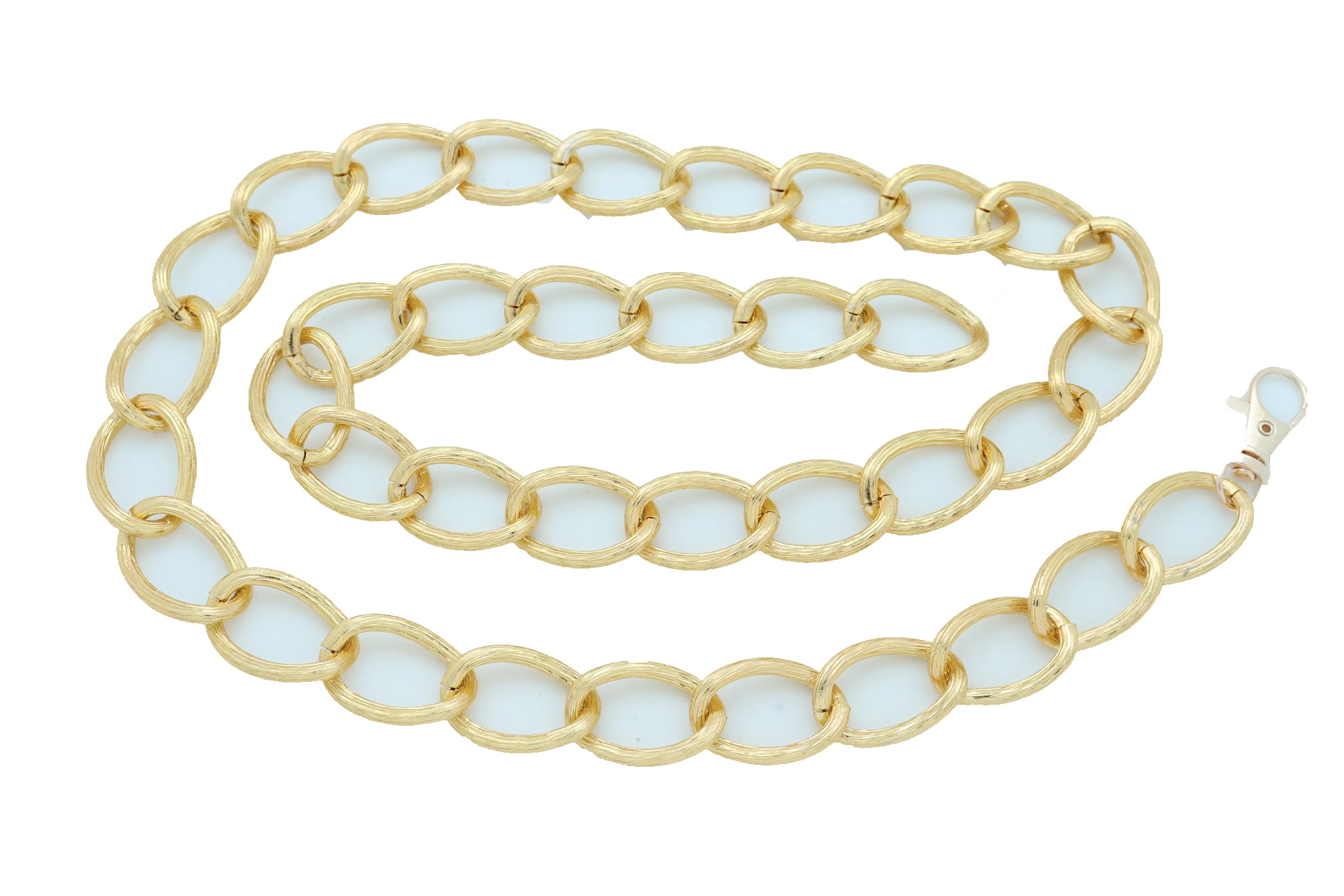Textured Gold Colored Metal Chain Link Belt