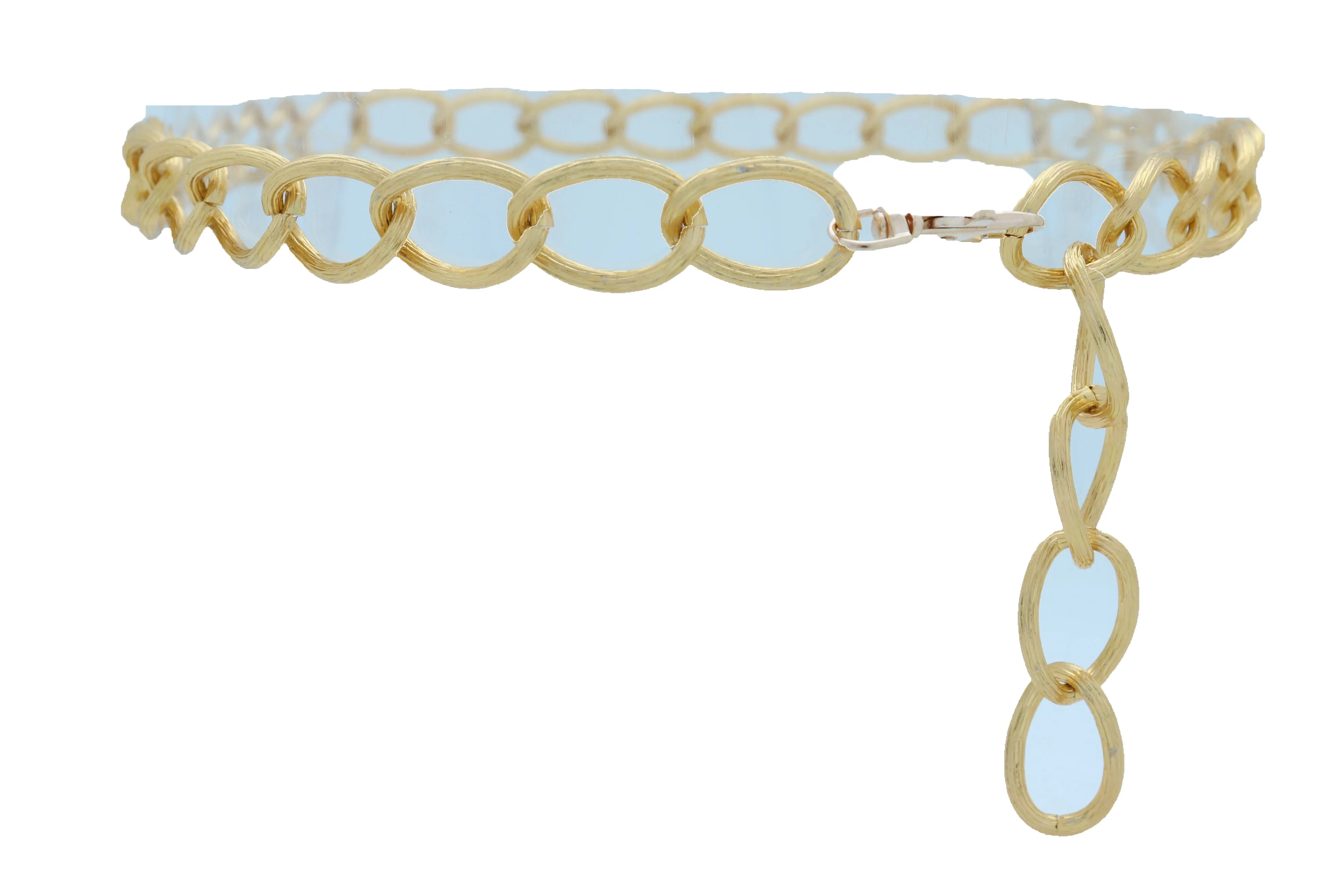 Textured Gold Colored Metal Chain Link Belt