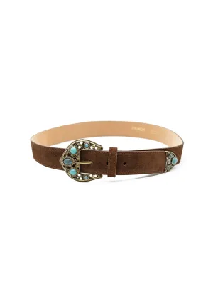 The Allyah Suede Belt by FRNCH - Chocolate