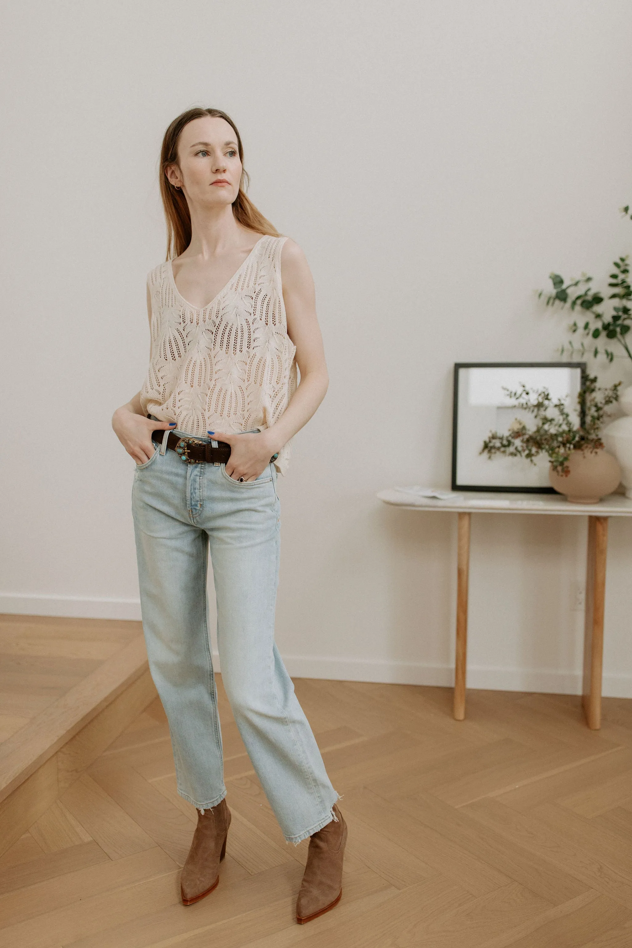 The Allyah Suede Belt by FRNCH - Chocolate
