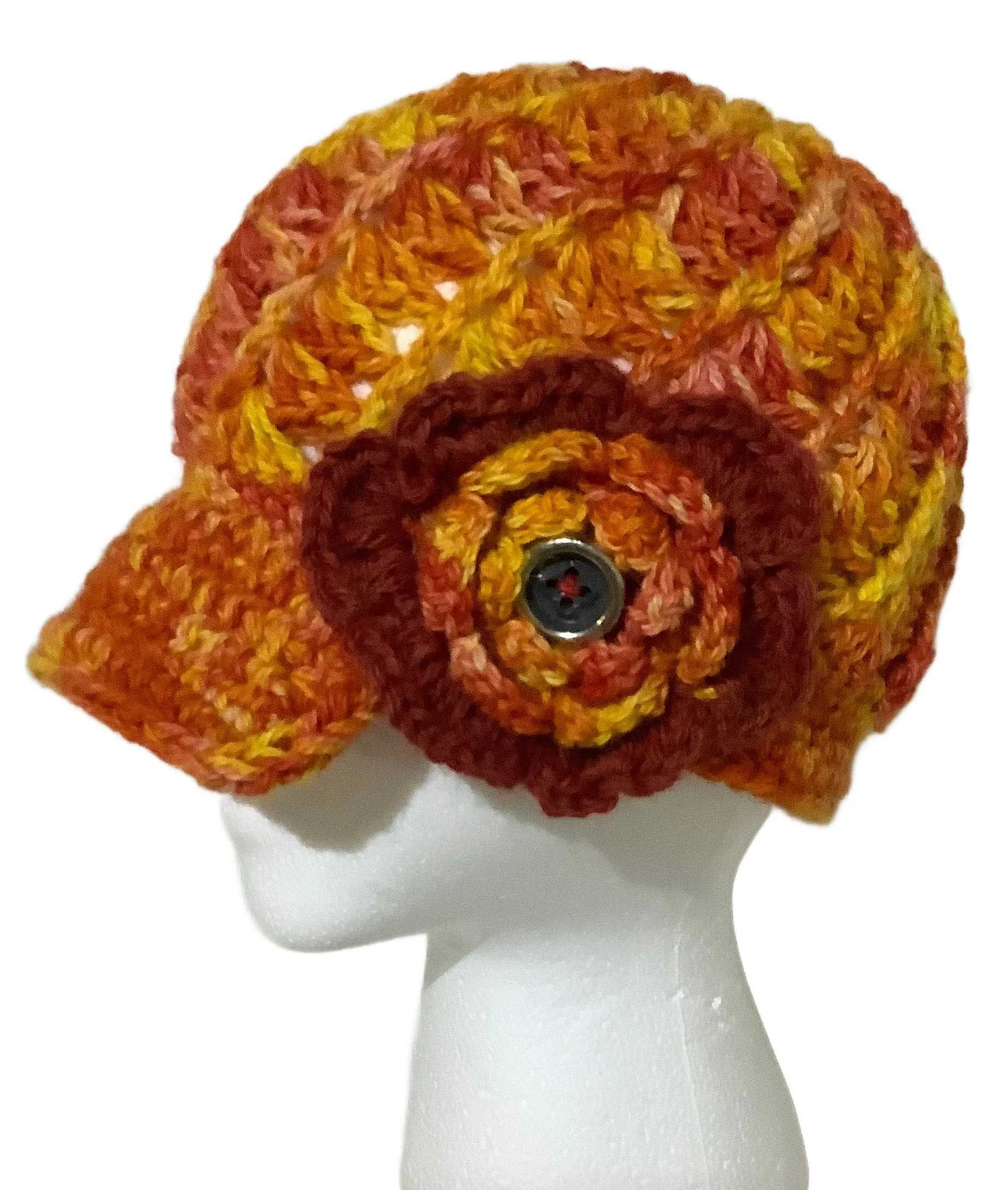 THE BEEDANCE HAT, handmade alpaca yarn, woman size, beanie with bill, Xmas gift, winter hat, stocking stuffer, made in USA