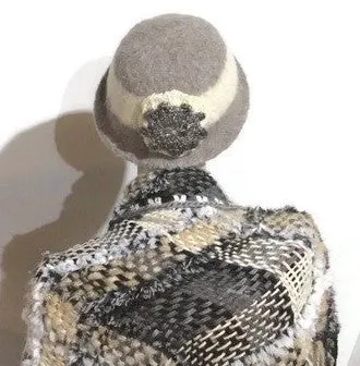 THE BELLA HAT, handmade women's  felted hat, Boho-chic style, light grey and cream hat, ready to ship