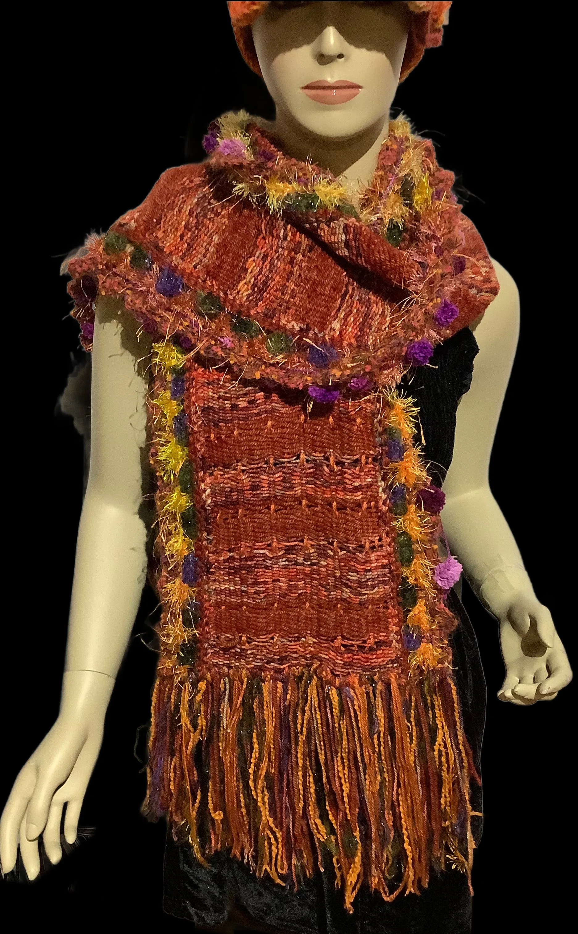 THE BIRD OF PARADISE SCARF, Handmade alpaca woven scarf, woman size, Xmas gift, winter scarf, made in USA