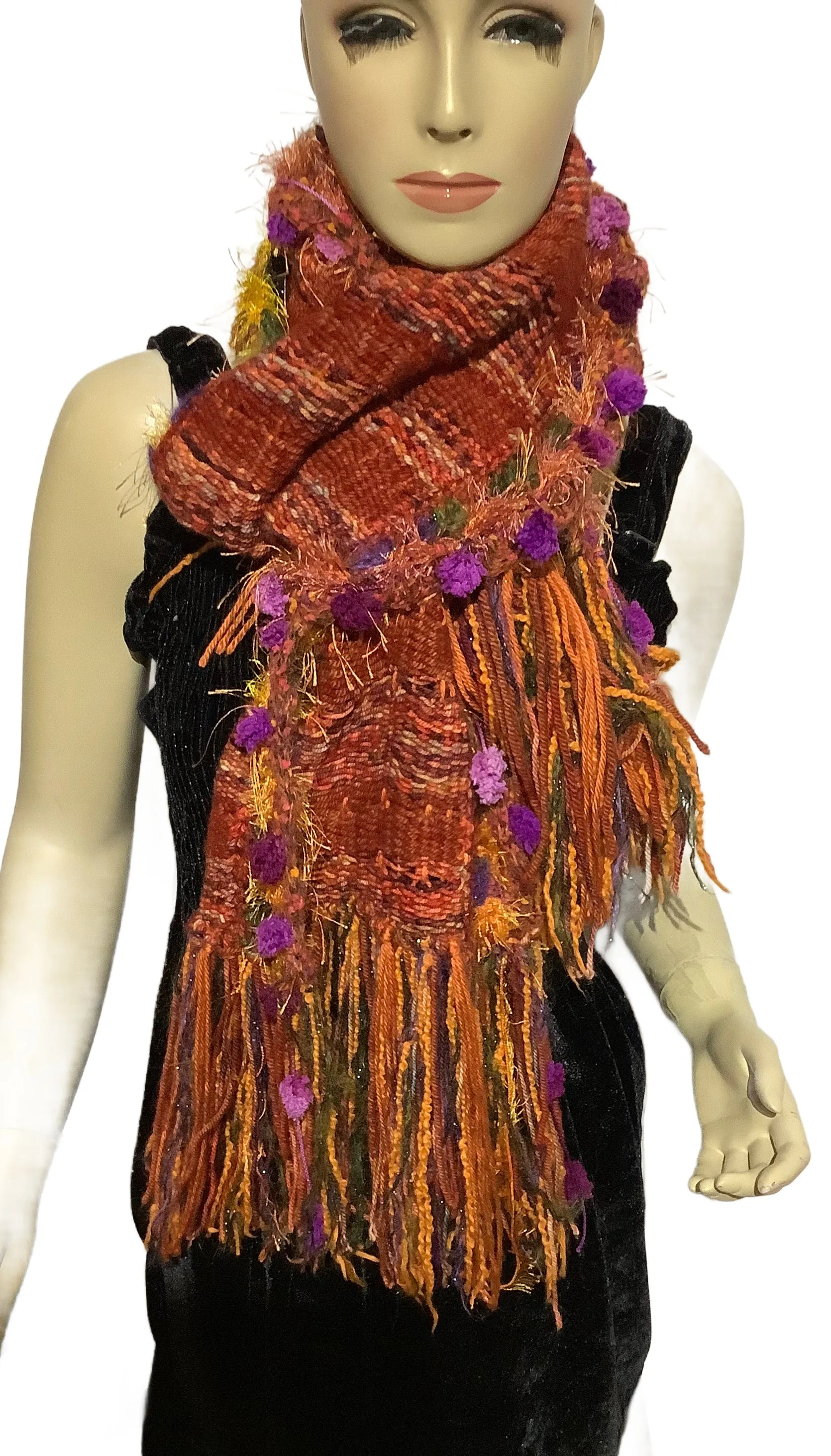 THE BIRD OF PARADISE SCARF, Handmade alpaca woven scarf, woman size, Xmas gift, winter scarf, made in USA