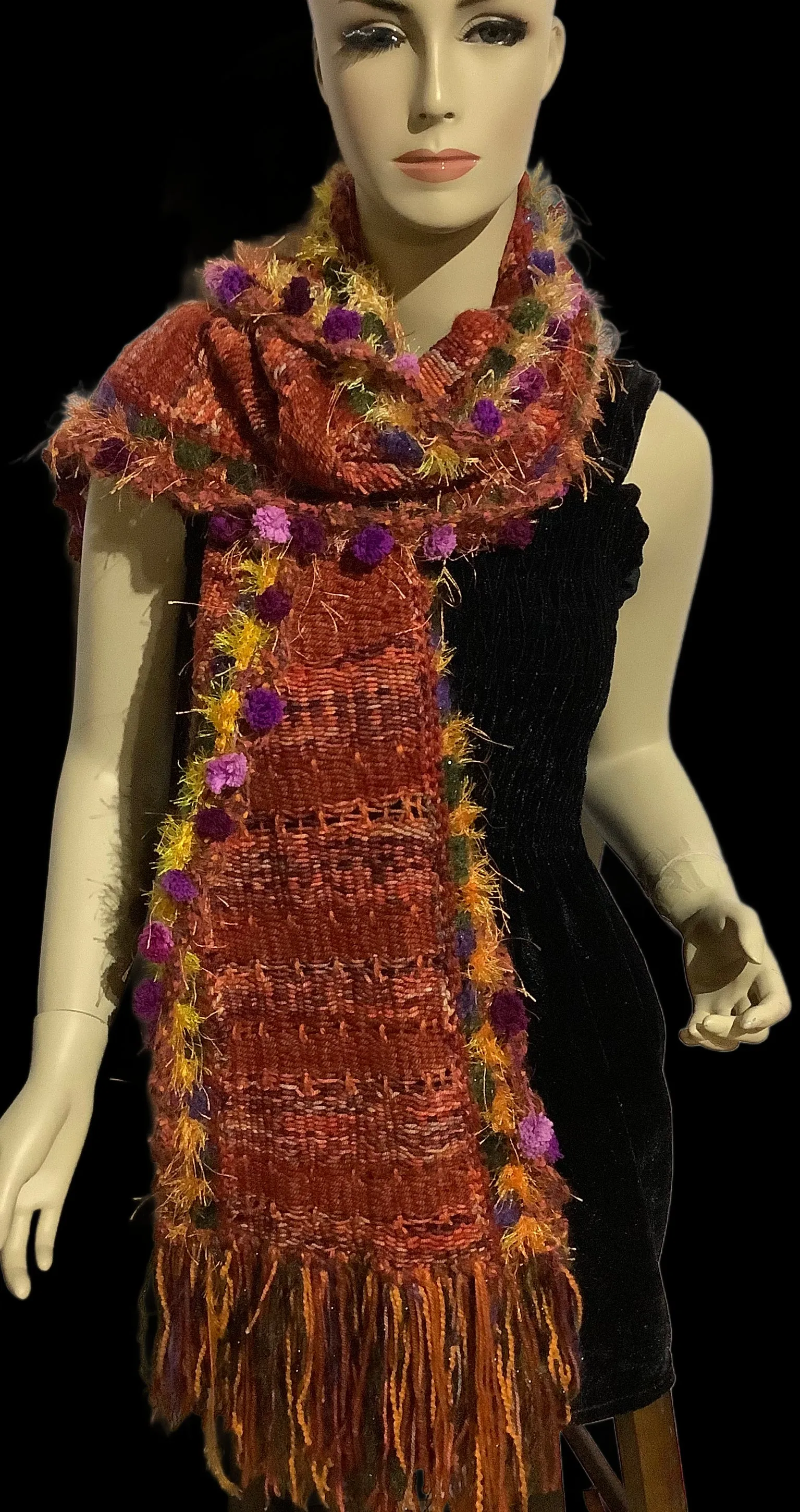 THE BIRD OF PARADISE SCARF, Handmade alpaca woven scarf, woman size, Xmas gift, winter scarf, made in USA