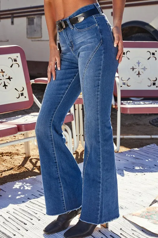 The Fay Flare Jean With Curved Front Seam
