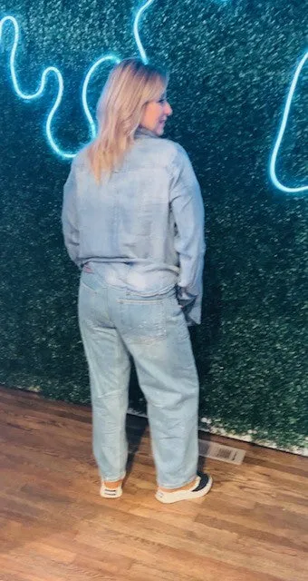 The Natalie Dripped Wash Denim Pants