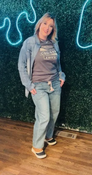 The Natalie Dripped Wash Denim Pants