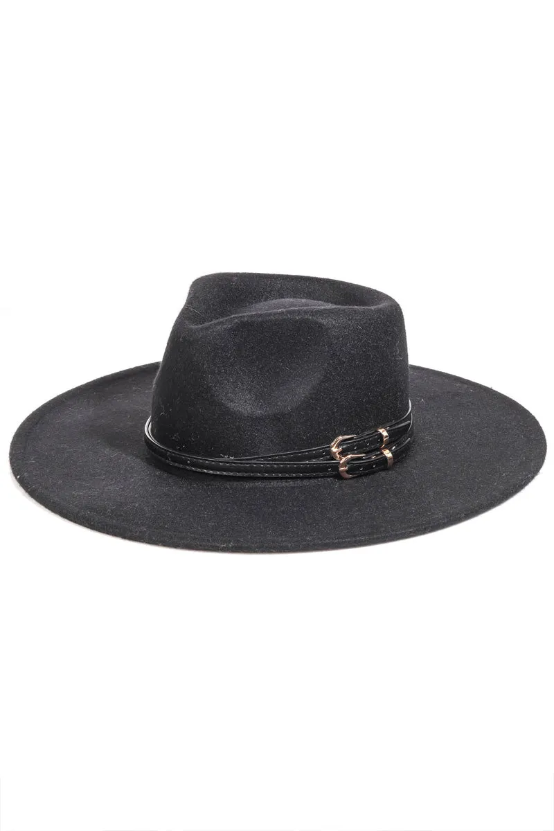 The Traveler Double Belt Strap Felt Hat (Assorted Colors)