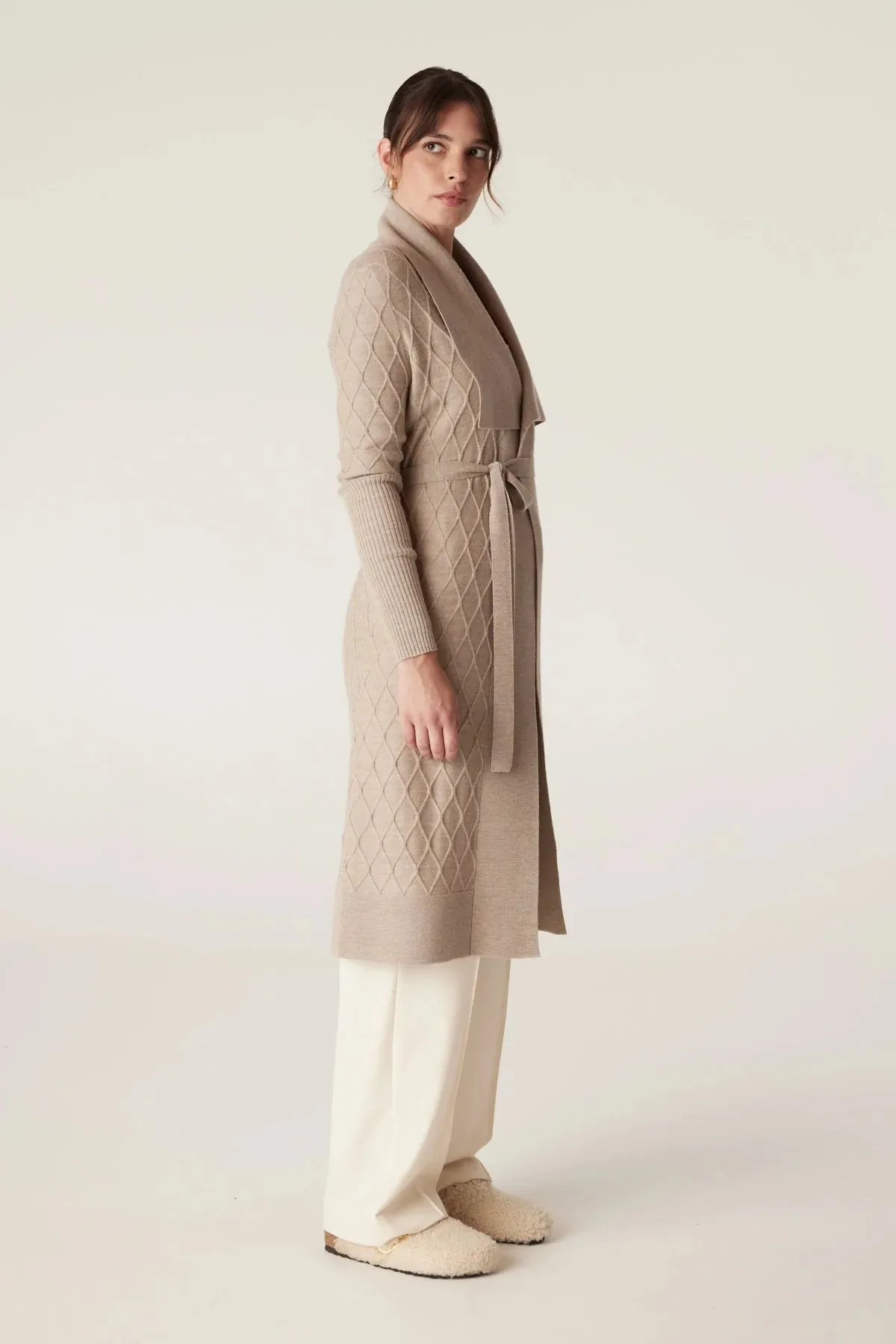 The Victoria Merino Cardigan - Pebble