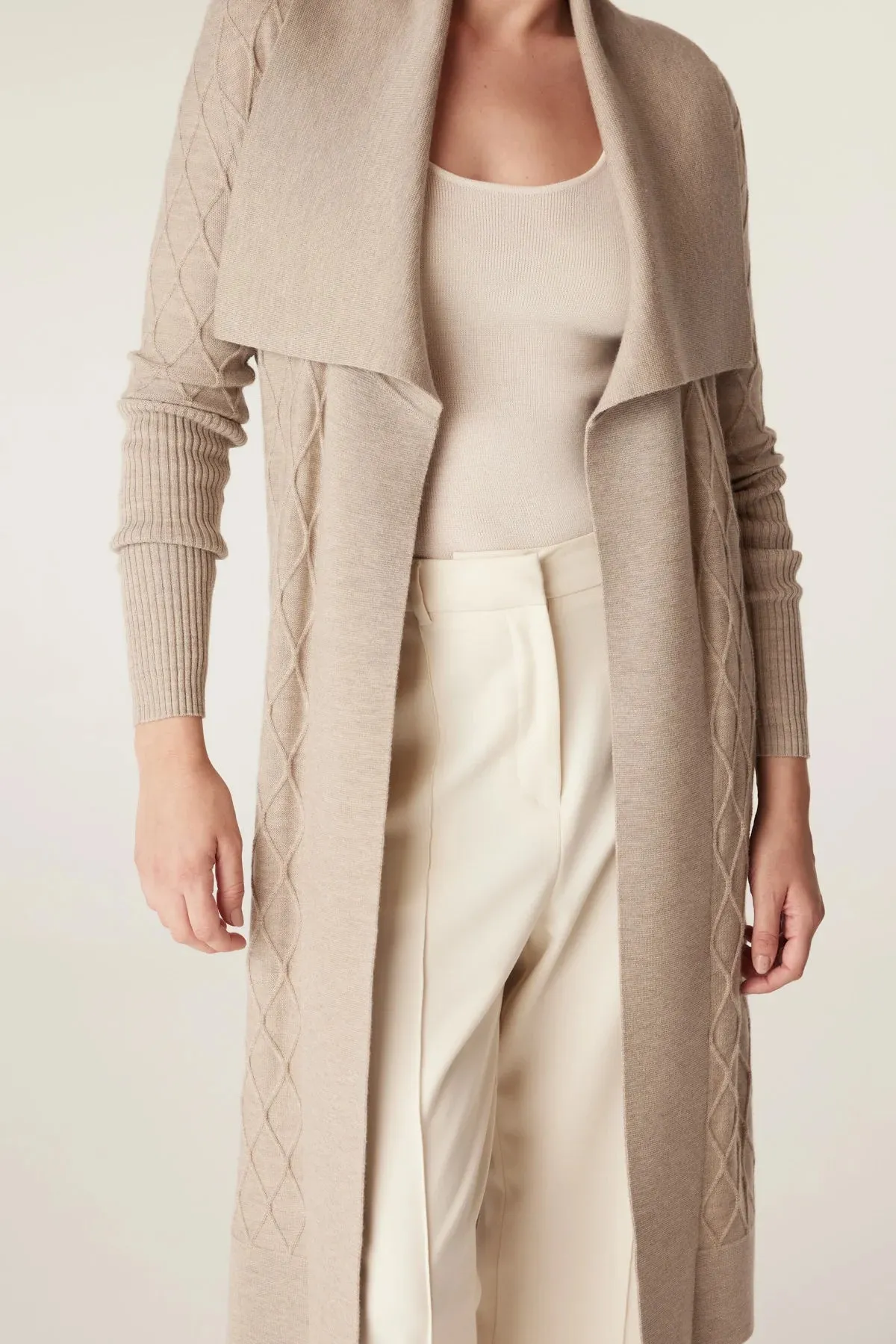 The Victoria Merino Cardigan - Pebble