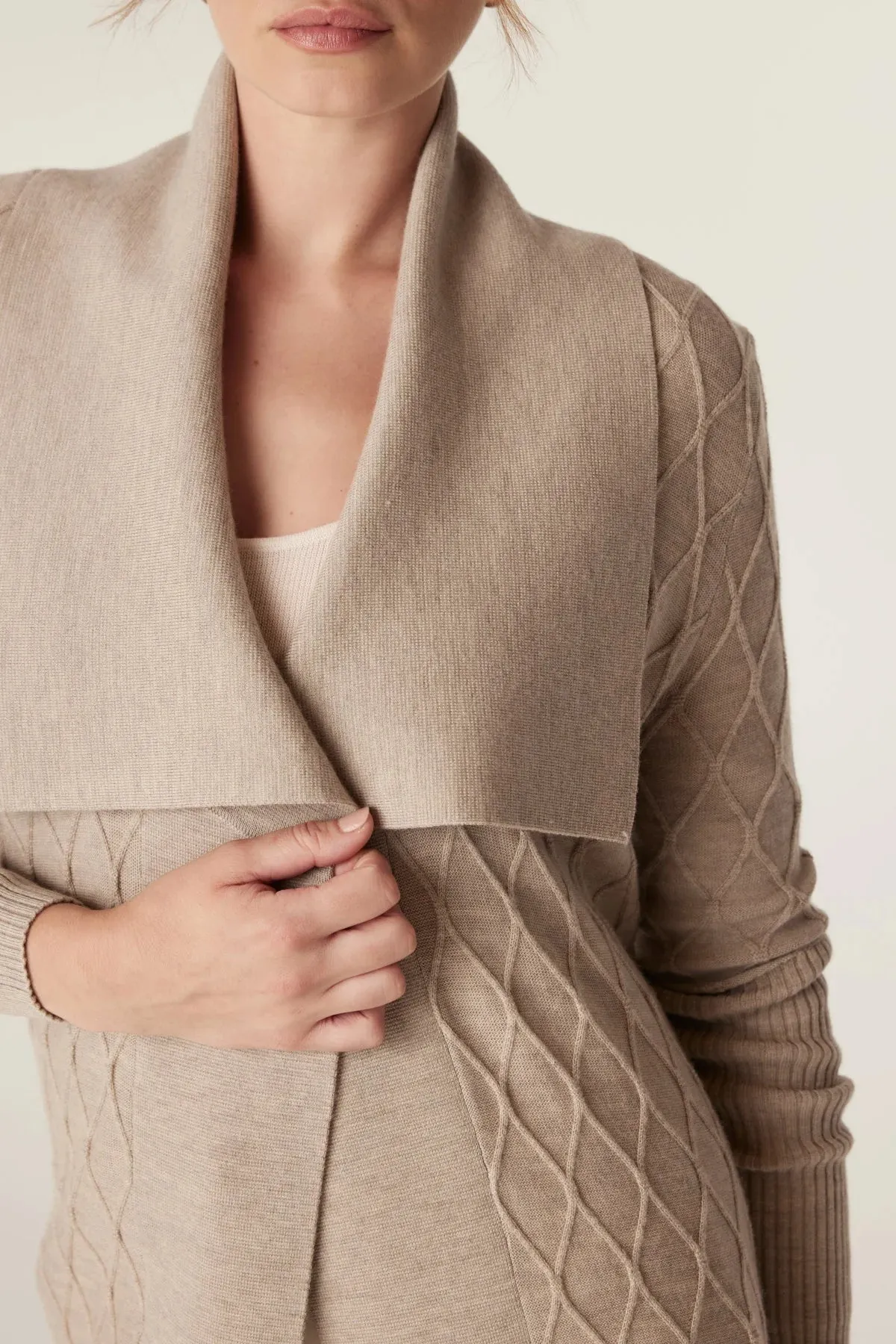 The Victoria Merino Cardigan - Pebble