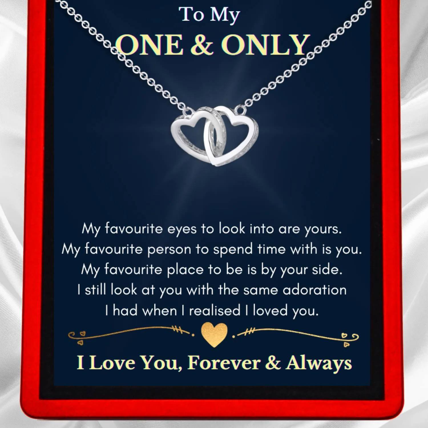 To My One & Only Interlocking Hearts Silver Necklace