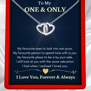 To My One & Only Interlocking Hearts Silver Necklace