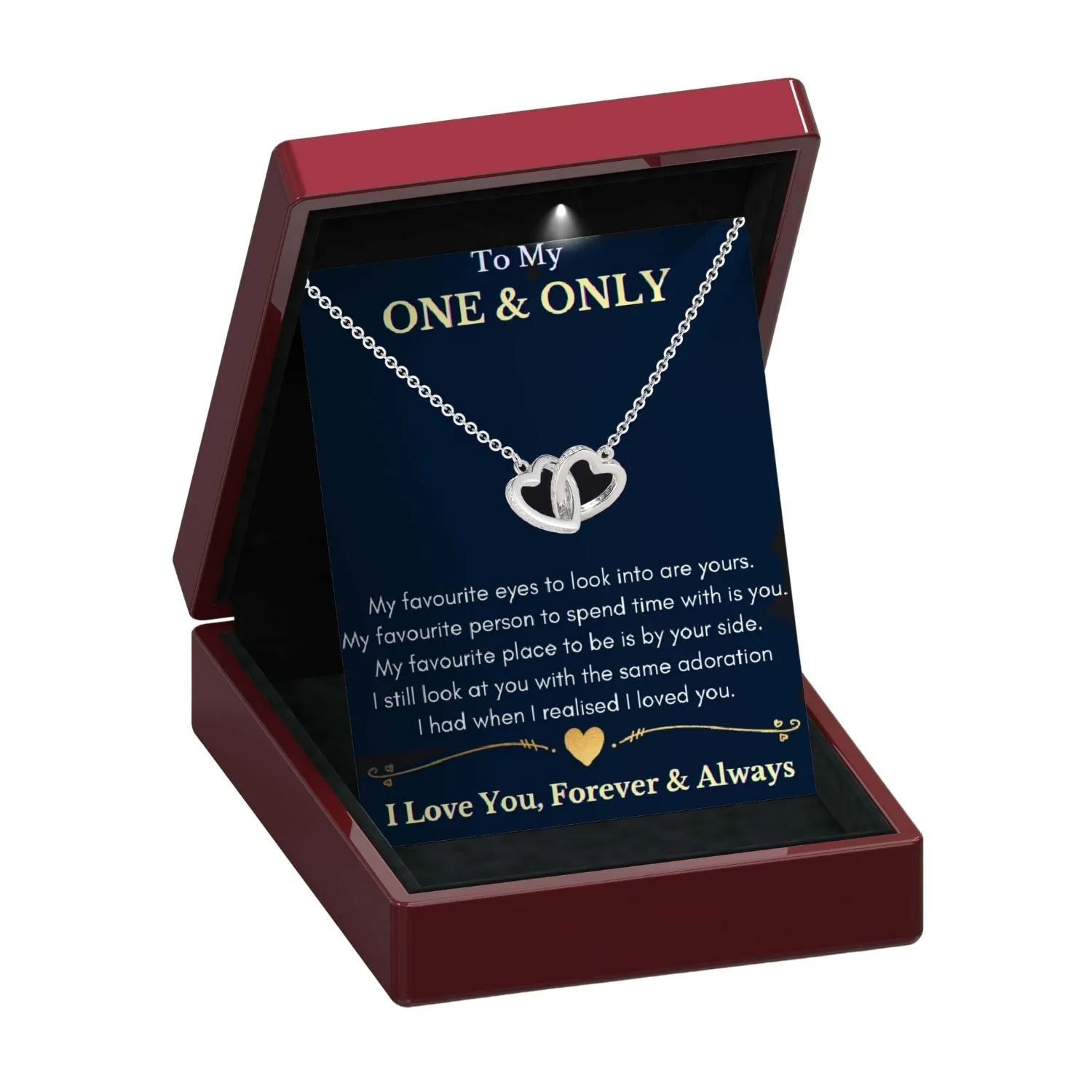 To My One & Only Interlocking Hearts Silver Necklace