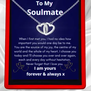 To My Soulmate 'I Choose You' - Interlocking Silver Hearts Necklace ST9