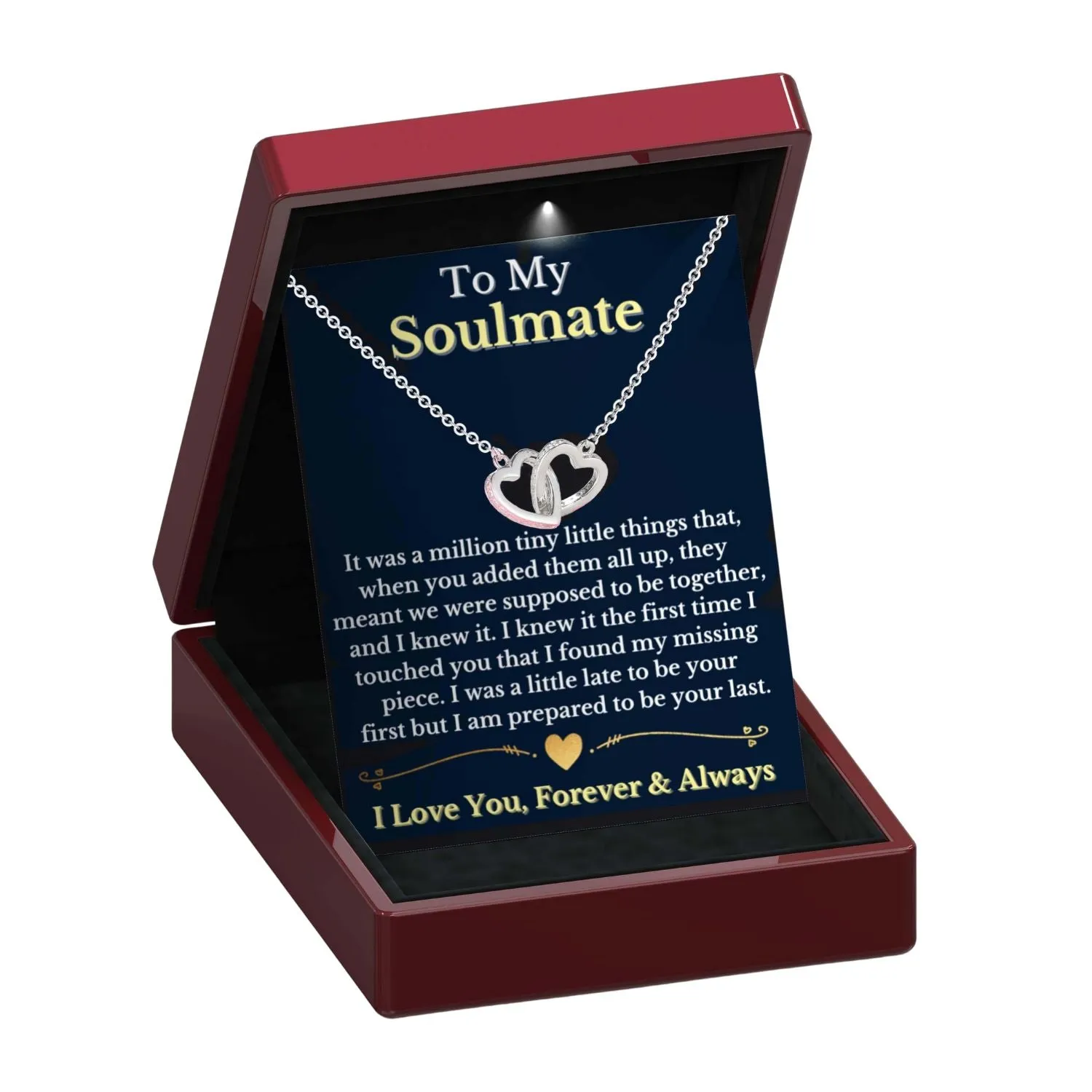 To My Soulmate 'Missing Piece' - Interlocking Silver Hearts Necklace ST10